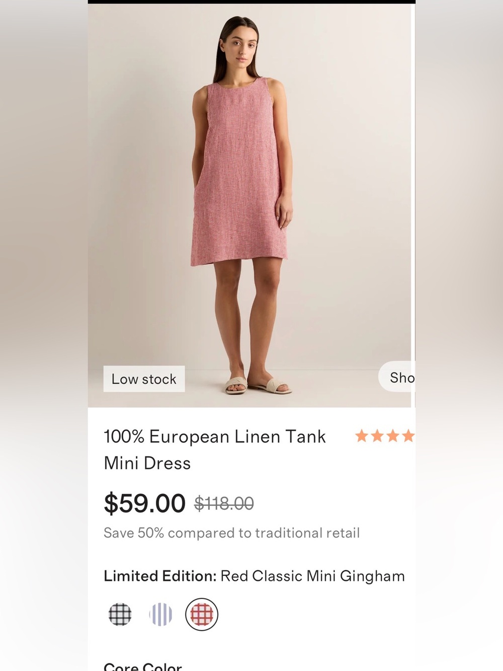 100% European linen tank mini dress. - Picture 8 of 11